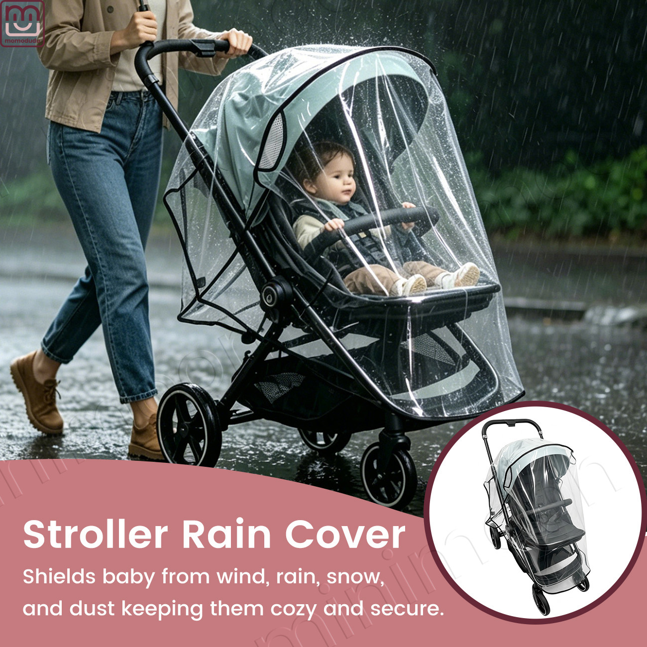 Stroller Rain Cover - Universal Waterproof Stroller Rain Cover, Clear