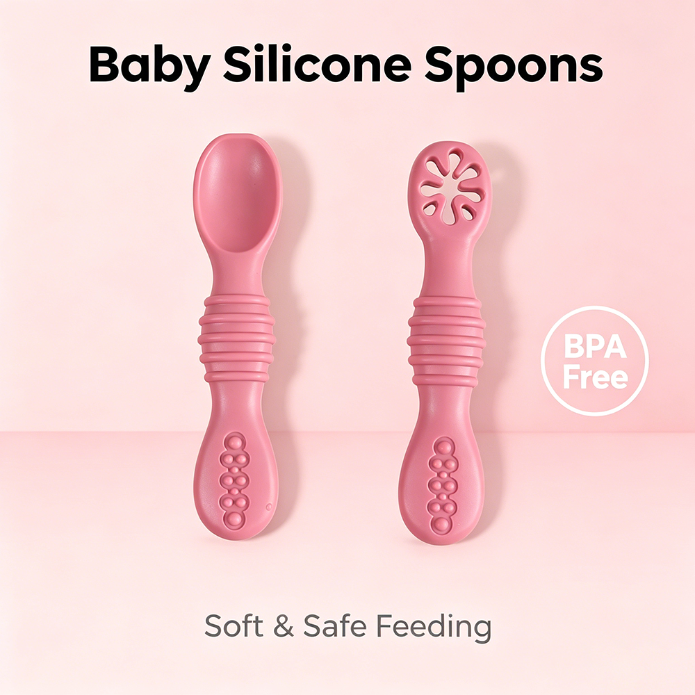 Baby Led Weaning Set - 2PCS Silicone Baby Feeding Spoon Set