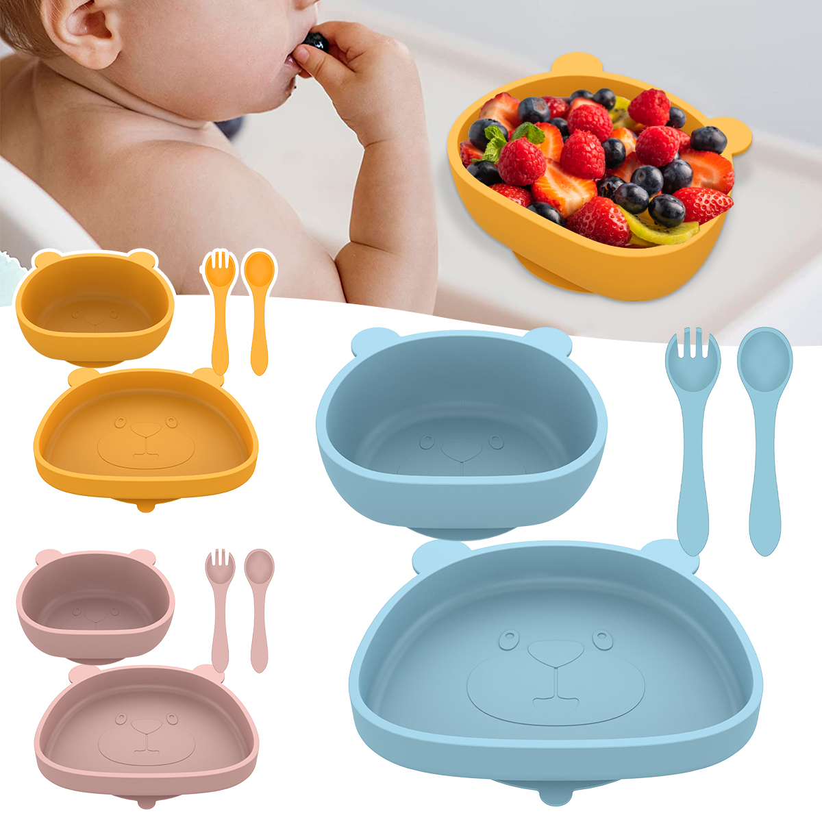 Baby Led Weaning Set - Baby Plate and Bowl Set with