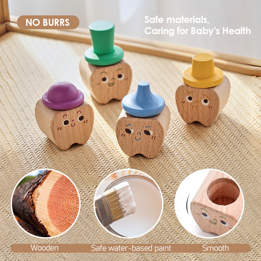 4pc Set Baby Tooth Wooden Box  - Baby Products Natural review and price